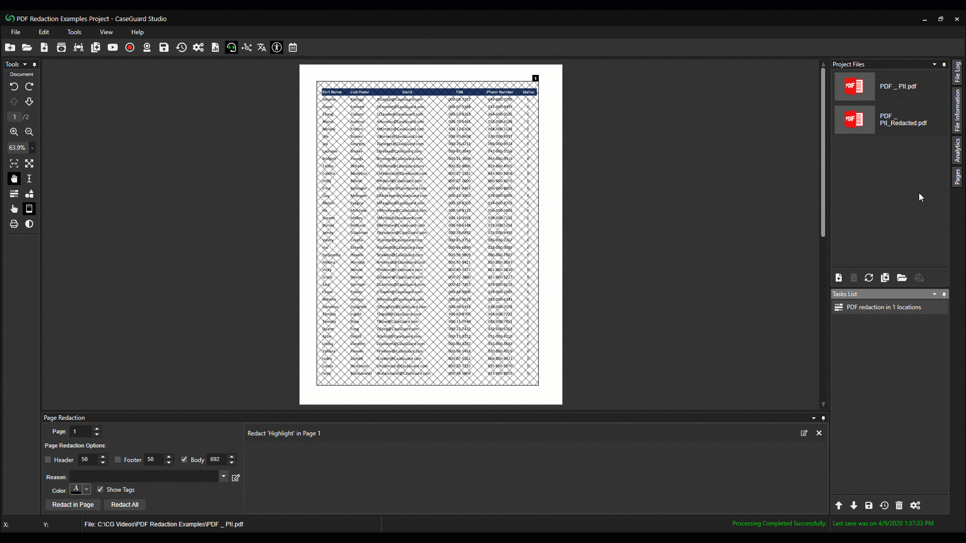 CaseGuard PDF Page Redaction