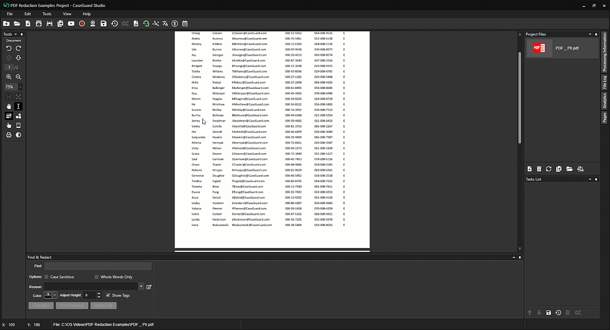 CaseGuard CaseGuard page redaction