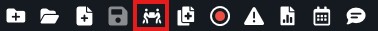 teamspace | CaseGuard Row of action icons representing common tasks: favorites, save, print, alerts, calendar, help, user/account, and logout