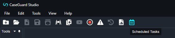 Scheduled Tasks Icon | CaseGuard Select the calendar icon to open scheduled tasks.