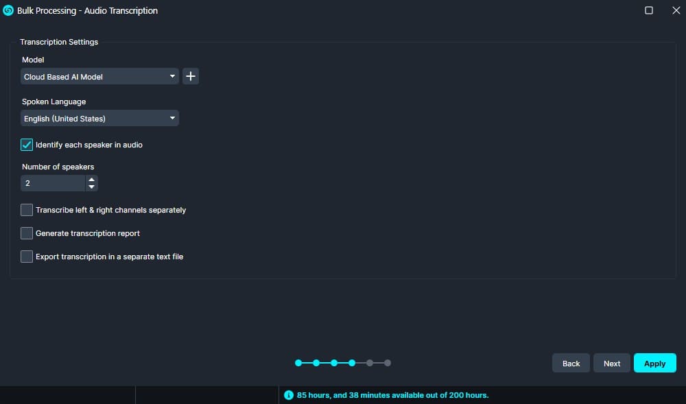 transcription-settings