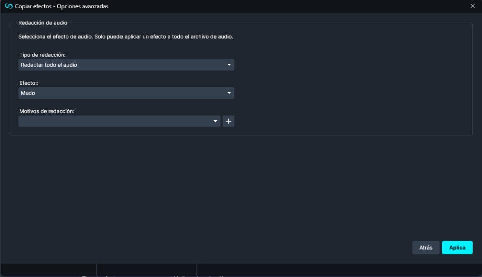 copy-effects-advanced-options | CaseGuard Advanced Options for Copy Effects in Spanish Software