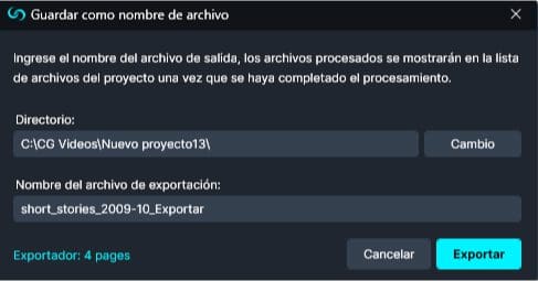 Save name window in Spanish