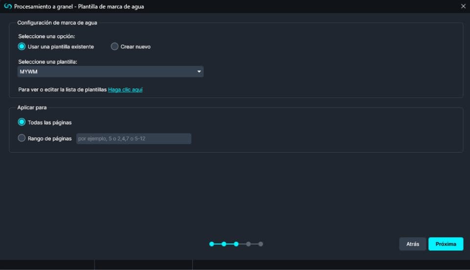 Watermark Selection Window in Spanish