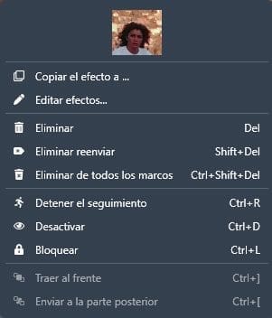 Right click pop up for manual redaction in Spanish version of Software