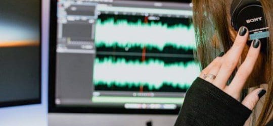Woman working on Audio file