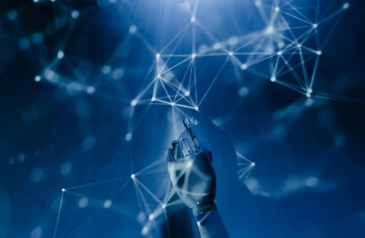 Robot hand interacting with light