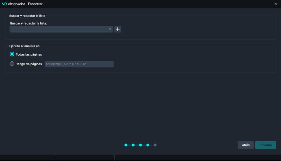 watcher-buscar-y-redactar | CaseGuard Watcher Find and Redact options in Spanish