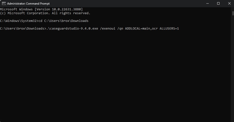 silent-install-cmd-command | CaseGuard Silent install CMD Command
