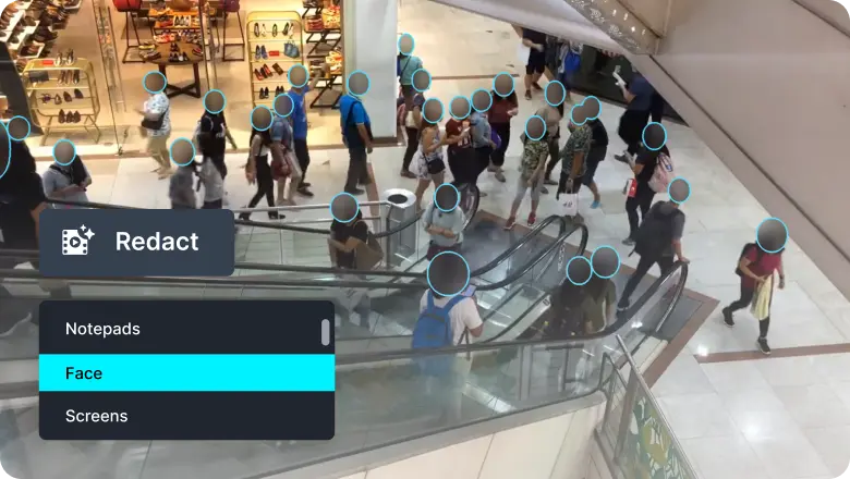 Automatically mask names, screens, credit card information, and more with AI.